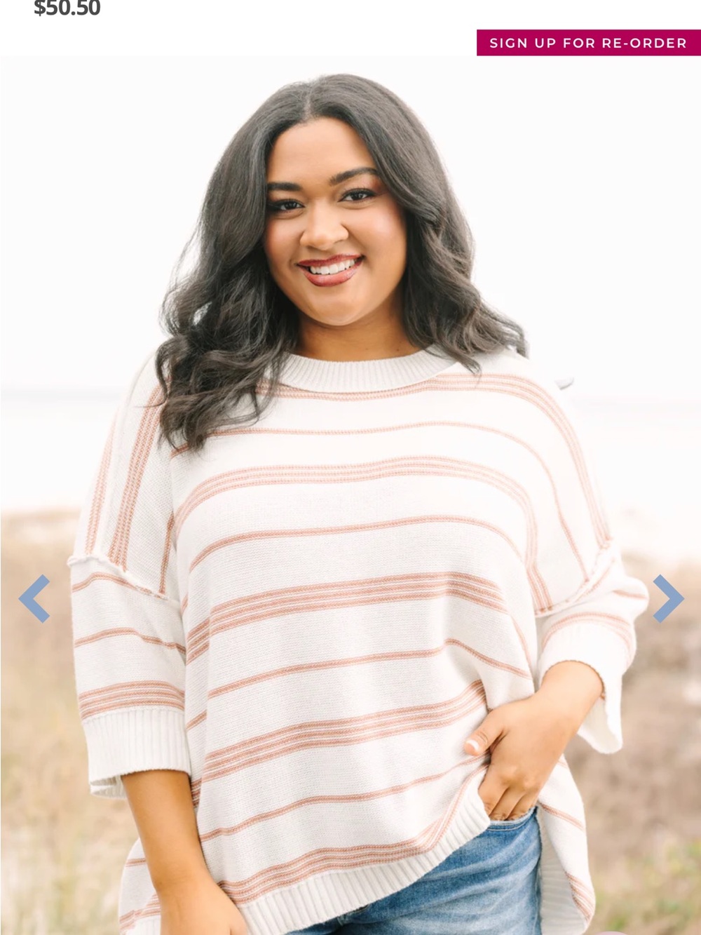 Chic Soul Cream Sweater with Stripes